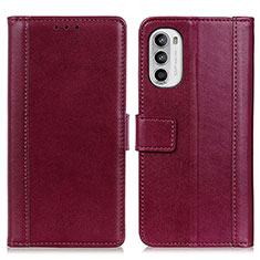 Funda de Cuero Cartera con Soporte Carcasa N02P para Motorola Moto G71s 5G Rojo