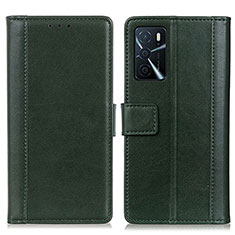 Funda de Cuero Cartera con Soporte Carcasa N02P para Oppo A16s Verde