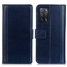 Funda de Cuero Cartera con Soporte Carcasa N02P para Oppo A53s 5G Azul