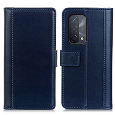 Funda de Cuero Cartera con Soporte Carcasa N02P para Oppo A54 5G Azul