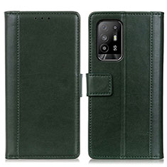 Funda de Cuero Cartera con Soporte Carcasa N02P para Oppo A95 5G Verde