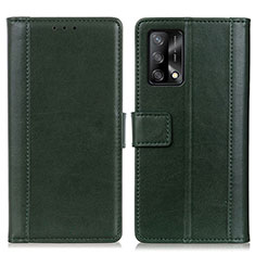 Funda de Cuero Cartera con Soporte Carcasa N02P para Oppo F19s Verde