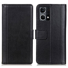 Funda de Cuero Cartera con Soporte Carcasa N02P para Oppo F21s Pro 4G Negro