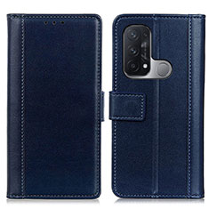 Funda de Cuero Cartera con Soporte Carcasa N02P para Oppo Reno5 A Azul