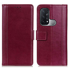 Funda de Cuero Cartera con Soporte Carcasa N02P para Oppo Reno5 A Rojo