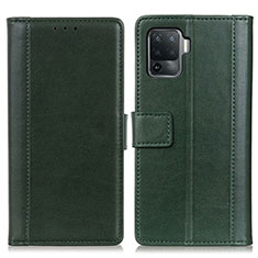 Funda de Cuero Cartera con Soporte Carcasa N02P para Oppo Reno5 Lite Verde