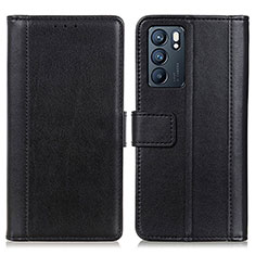 Funda de Cuero Cartera con Soporte Carcasa N02P para Oppo Reno6 5G Negro