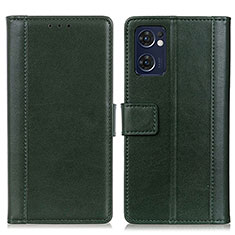 Funda de Cuero Cartera con Soporte Carcasa N02P para Oppo Reno7 5G Verde