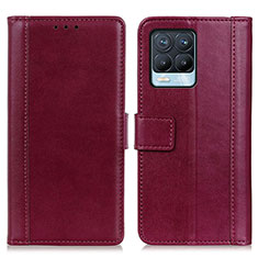 Funda de Cuero Cartera con Soporte Carcasa N02P para Realme 8 4G Rojo