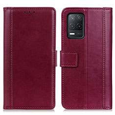 Funda de Cuero Cartera con Soporte Carcasa N02P para Realme 8 5G Rojo