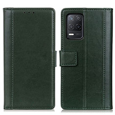 Funda de Cuero Cartera con Soporte Carcasa N02P para Realme 8 5G Verde