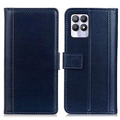 Funda de Cuero Cartera con Soporte Carcasa N02P para Realme 8i Azul