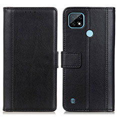 Funda de Cuero Cartera con Soporte Carcasa N02P para Realme C21 Negro