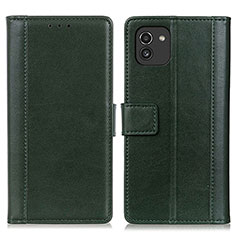 Funda de Cuero Cartera con Soporte Carcasa N02P para Samsung Galaxy A03 Verde