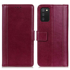 Funda de Cuero Cartera con Soporte Carcasa N02P para Samsung Galaxy F02S SM-E025F Rojo