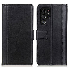 Funda de Cuero Cartera con Soporte Carcasa N02P para Samsung Galaxy S23 Ultra 5G Negro