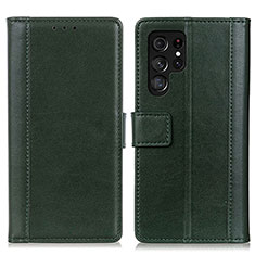 Funda de Cuero Cartera con Soporte Carcasa N02P para Samsung Galaxy S23 Ultra 5G Verde