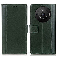 Funda de Cuero Cartera con Soporte Carcasa N02P para Sharp Aquos R8 Pro Verde