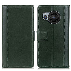 Funda de Cuero Cartera con Soporte Carcasa N02P para Sharp Aquos R8s Verde