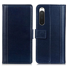 Funda de Cuero Cartera con Soporte Carcasa N02P para Sony Xperia 10 IV SO-52C Azul