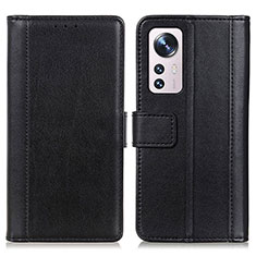 Funda de Cuero Cartera con Soporte Carcasa N02P para Xiaomi Mi 12X 5G Negro