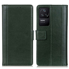 Funda de Cuero Cartera con Soporte Carcasa N02P para Xiaomi Poco F4 5G Verde