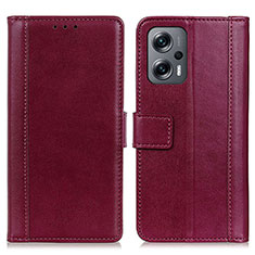 Funda de Cuero Cartera con Soporte Carcasa N02P para Xiaomi Poco F5 5G Rojo