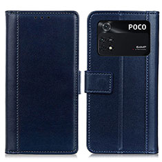 Funda de Cuero Cartera con Soporte Carcasa N02P para Xiaomi Poco M4 Pro 4G Azul