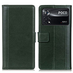 Funda de Cuero Cartera con Soporte Carcasa N02P para Xiaomi Poco X4 Pro 5G Verde