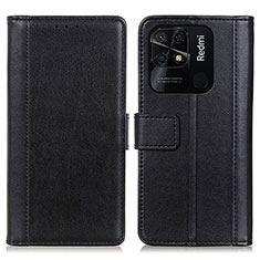 Funda de Cuero Cartera con Soporte Carcasa N02P para Xiaomi Redmi 10 Power Negro