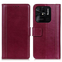 Funda de Cuero Cartera con Soporte Carcasa N02P para Xiaomi Redmi 10C 4G Rojo