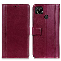 Funda de Cuero Cartera con Soporte Carcasa N02P para Xiaomi Redmi 9C Rojo