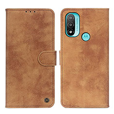 Funda de Cuero Cartera con Soporte Carcasa N03P para Motorola Moto E30 Marron