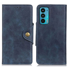 Funda de Cuero Cartera con Soporte Carcasa N03P para Motorola Moto Edge 20 5G Azul