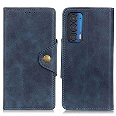 Funda de Cuero Cartera con Soporte Carcasa N03P para Motorola Moto Edge (2021) 5G Azul