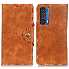 Funda de Cuero Cartera con Soporte Carcasa N03P para Motorola Moto Edge (2021) 5G Marron