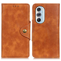 Funda de Cuero Cartera con Soporte Carcasa N03P para Motorola Moto Edge 30 Pro 5G Marron