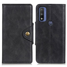 Funda de Cuero Cartera con Soporte Carcasa N03P para Motorola Moto G Pure Negro