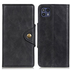 Funda de Cuero Cartera con Soporte Carcasa N03P para Motorola Moto G50 5G Negro