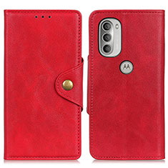 Funda de Cuero Cartera con Soporte Carcasa N03P para Motorola Moto G51 5G Rojo