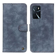 Funda de Cuero Cartera con Soporte Carcasa N03P para Oppo A16 Azul