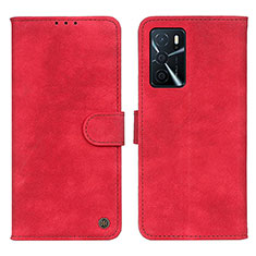 Funda de Cuero Cartera con Soporte Carcasa N03P para Oppo A16 Rojo