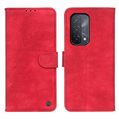 Funda de Cuero Cartera con Soporte Carcasa N03P para Oppo A54 5G Rojo