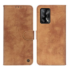 Funda de Cuero Cartera con Soporte Carcasa N03P para Oppo F19 Marron