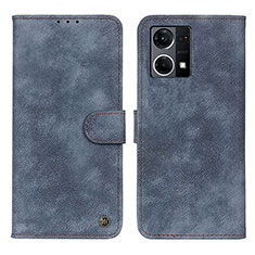 Funda de Cuero Cartera con Soporte Carcasa N03P para Oppo F21s Pro 4G Azul