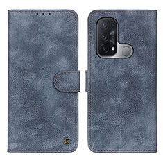 Funda de Cuero Cartera con Soporte Carcasa N03P para Oppo Reno5 A Azul