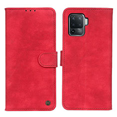 Funda de Cuero Cartera con Soporte Carcasa N03P para Oppo Reno5 F Rojo