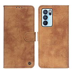 Funda de Cuero Cartera con Soporte Carcasa N03P para Oppo Reno6 Pro 5G India Marron