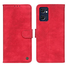 Funda de Cuero Cartera con Soporte Carcasa N03P para Oppo Reno7 5G Rojo