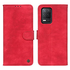 Funda de Cuero Cartera con Soporte Carcasa N03P para Realme 8 5G Rojo